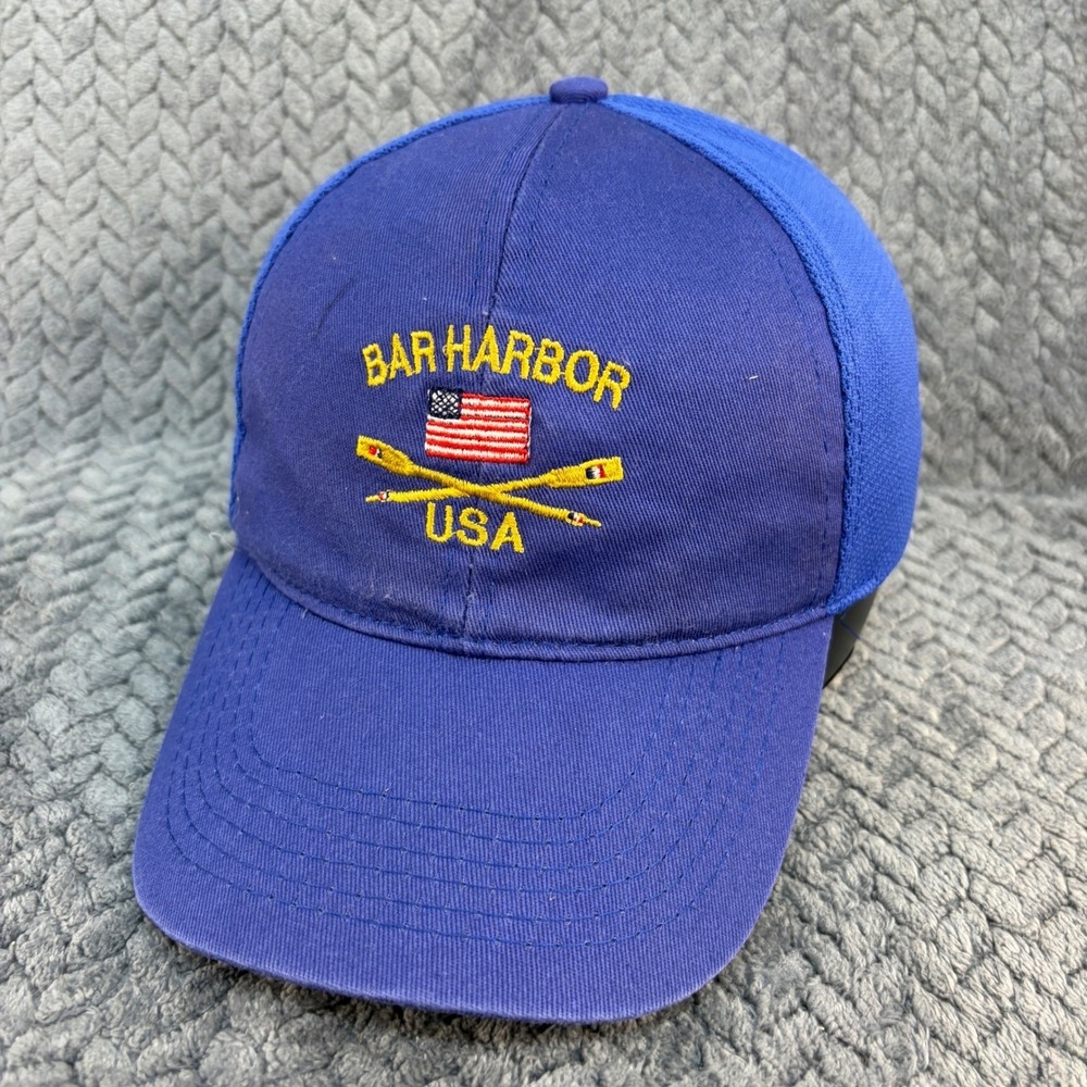 HitWear Bar Harbor USA Blue Mesh Back Souvenir Baseball Hat Oars Flag